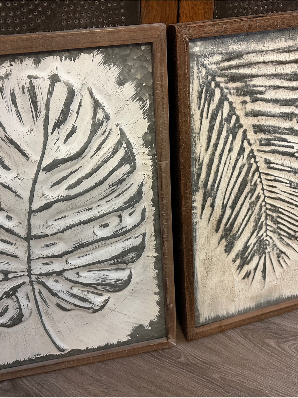 Neutral metal and wood Wall Art Set by